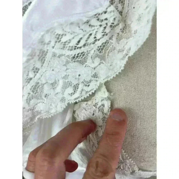 Vtg 80s 90s Diliar Made In Italy White Satin Nightgown Robe Set Lace Long Size M - Picture 13 of 16